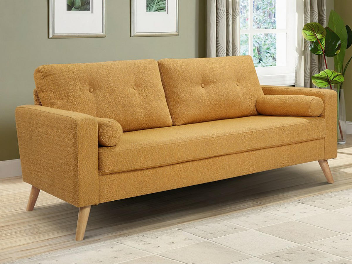 SOFA - 3 Personen - stoff - gelb Tatum - Gelb, Holz/Textil (182/83/81cm) - Vente-Unique
