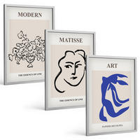 BILDER SET 3er Set - 40x60 cm Silberner Rahmen - Abstrakte minimalistische Poster - Silberfarben, Kunststoff (40/60cm) - TULUP
