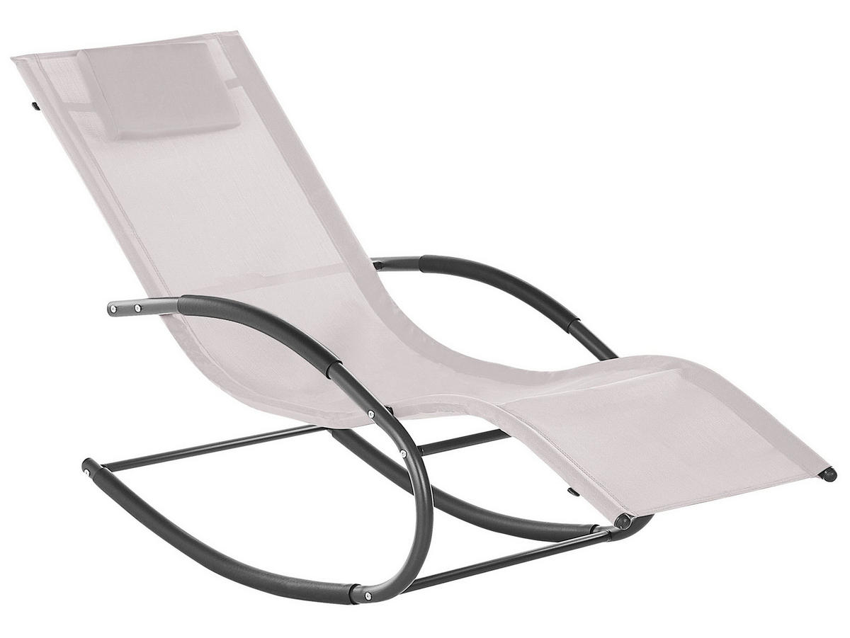 GARTENLIEGE Schaukelfunktion beige Carano II - Beige, Metall (60/90/155cm) - Beliani