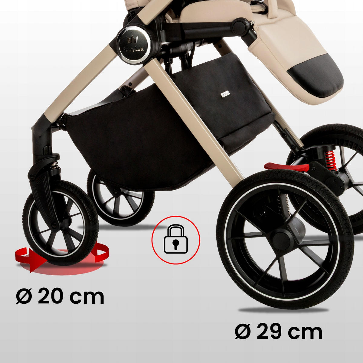 KINDERWAGEN Gavia 3in1 Brownie Babywanne, Buggy Sportsitz, Babyschale I-Size - Beige/Schwarz, Textil/Metall (58/99cm) - BabyLux