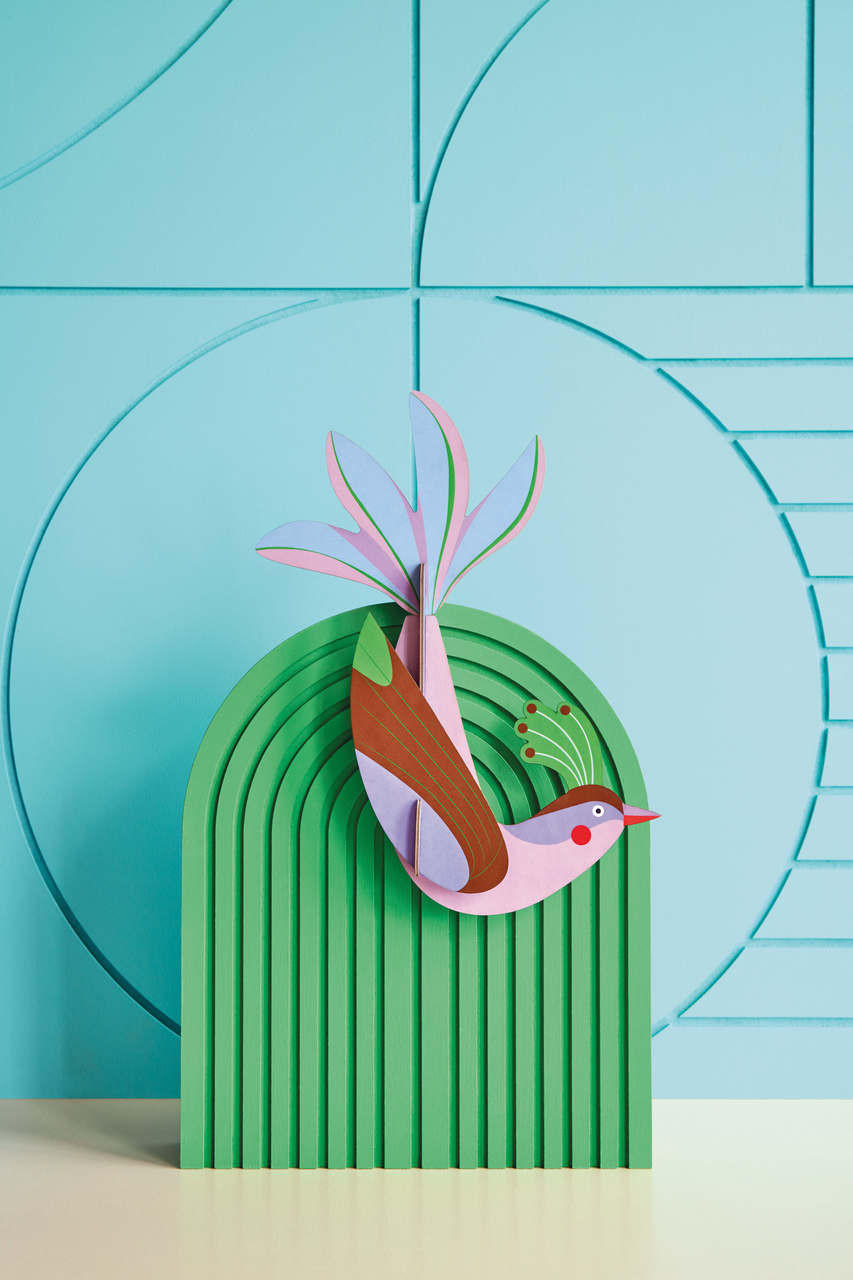 WANDDEKO Eleganz mit Kamm 21/5 cm - Multicolor, Wellpappe (21/5/27cm) - KUNSTLOFT