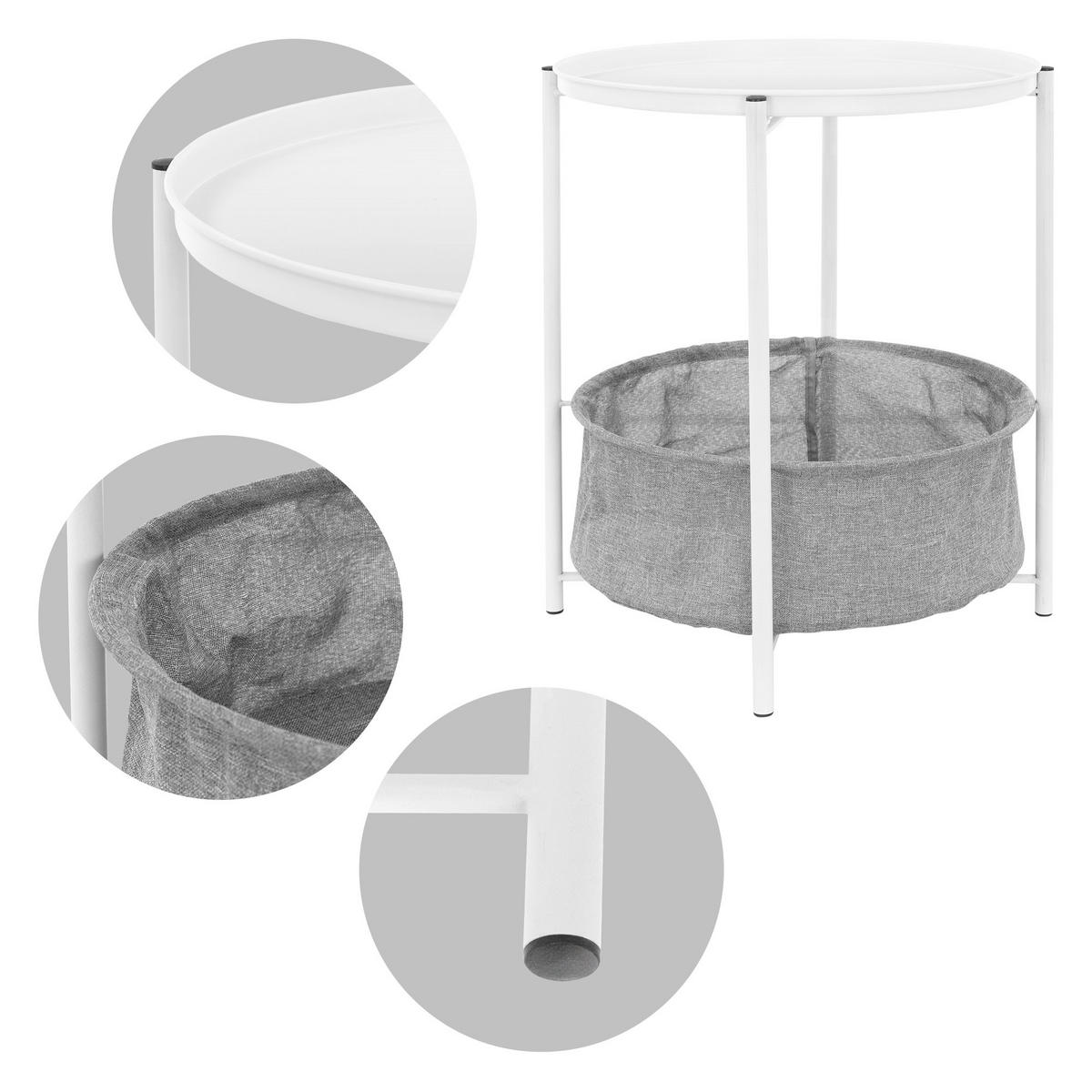 BEISTELLTISCH rund Weiß Ø 46/51 cm - Weiß, Metall (46/46/51cm) - ML-DESIGN