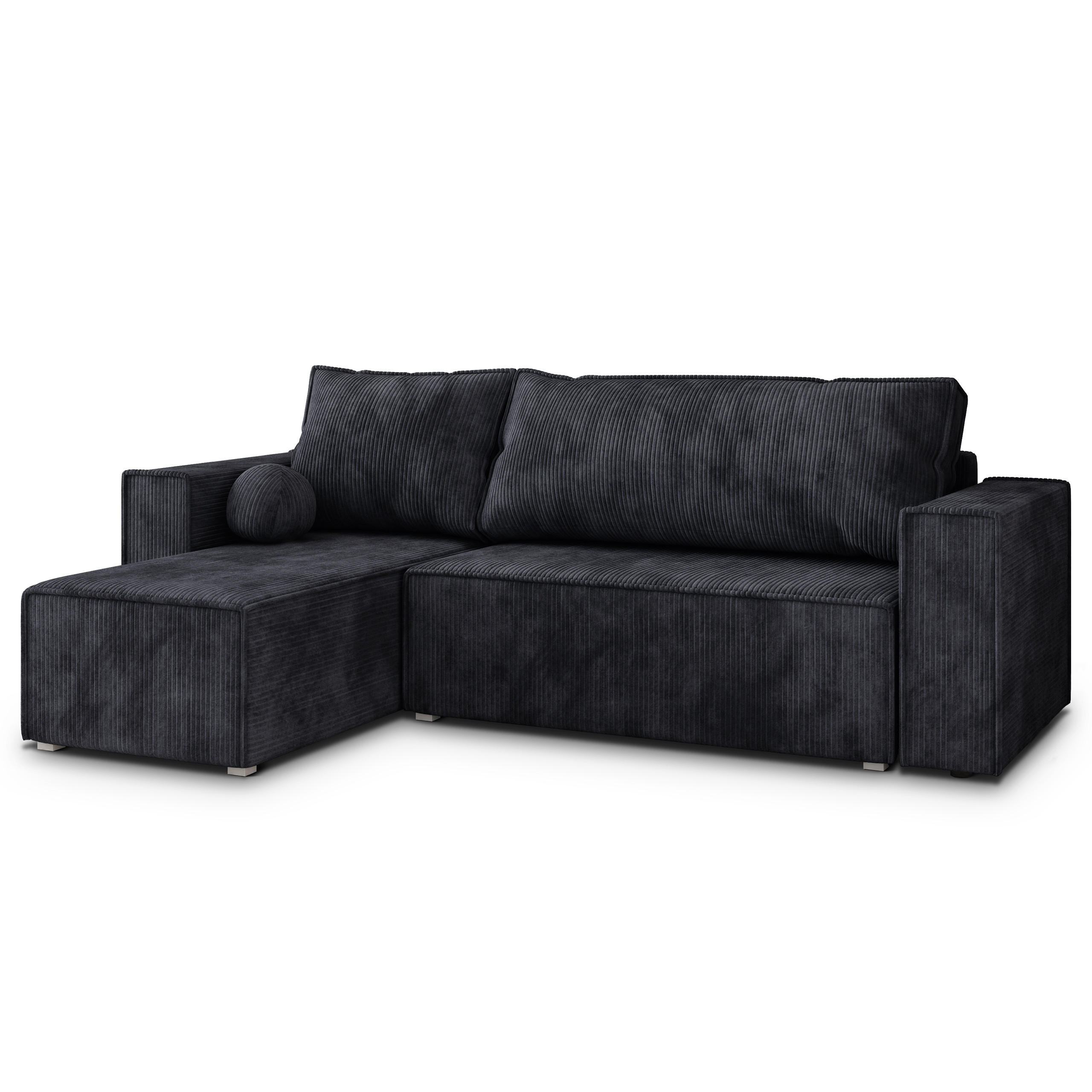 ROHOVÁ SEDAČKA RAVELO černá - šedá/černá, dřevo/textil (240/140cm) - MASSENO