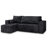 ROHOVÁ SEDAČKA RAVELO černá - šedá/černá, dřevo/textil (240/140cm) - MASSENO