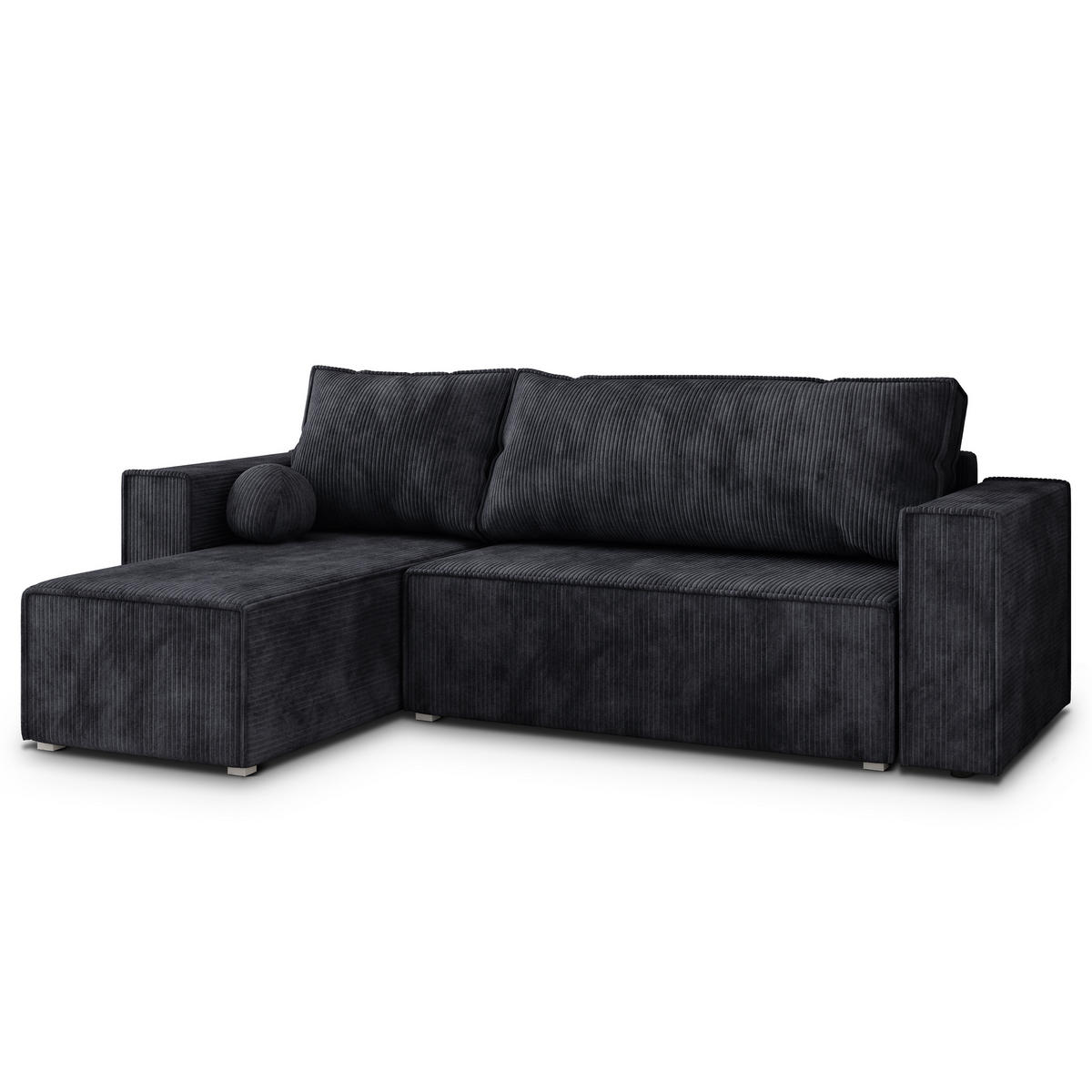 ROHOVÁ SEDAČKA RAVELO černá - šedá/černá, dřevo/textil (240/140cm) - MASSENO