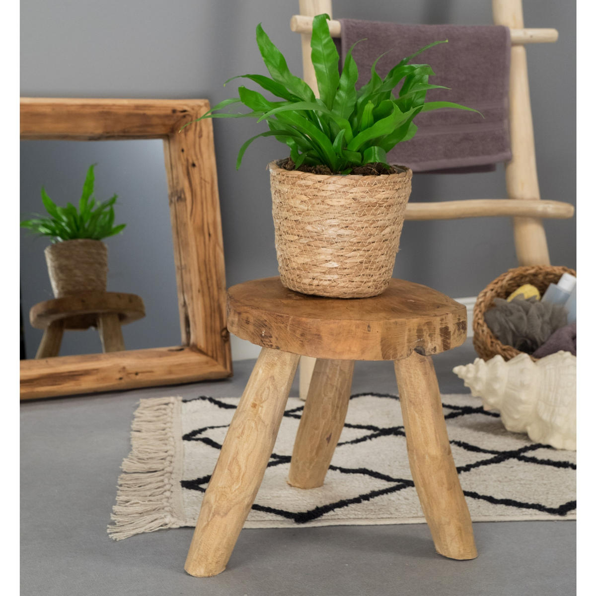 HOCKER Klara Mahagoni Massivholz, rund naturfarben - Naturfarben, Holz (28/28/28cm) - CREEDWOOD