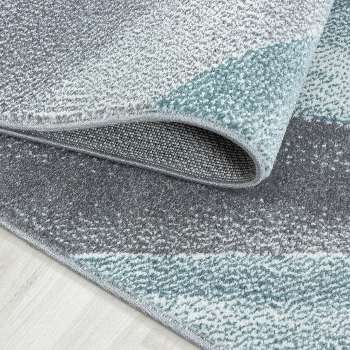 TEPPICH Kurzflor Geometrisch Polypropylen Wohnzimmer Blau Rechteckig 200x290 - Blau, Textil (200/290cm) - KADIMA DESIGN