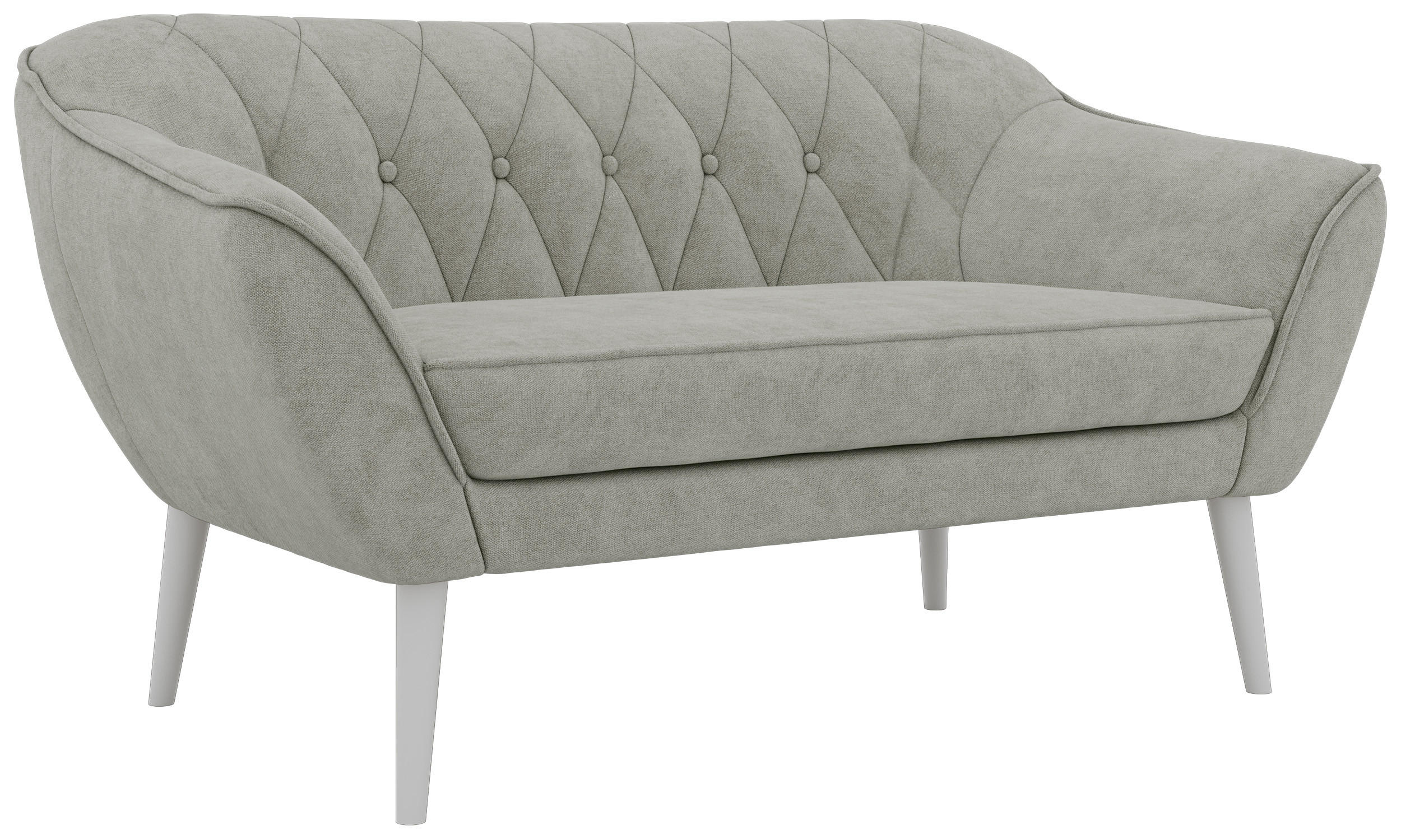 2-SITZER-SOFA PIRS - Hellgrau Stukture - Weiße Beine - Silberfarben/Hellgrau, Holzwerkstoff/Textil (140/75/74cm) - MKS