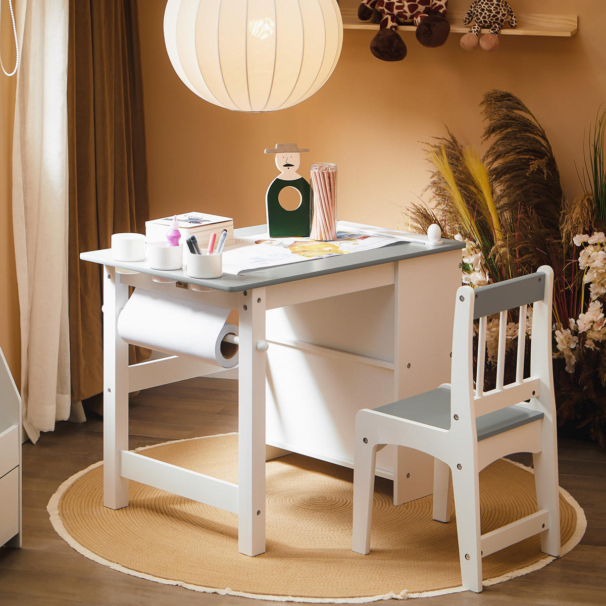 KINDERSITZGRUPPE Weiß-Grau - Weiß/Grau, Holz/Holzwerkstoff (80/66/50cm) - SoBuy