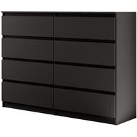 KOMMODE Lemon 140 cm mit acht Schubladen schwarz matt - Schwarz, Holzwerkstoff (140/101.5/39cm) - Beautysofa