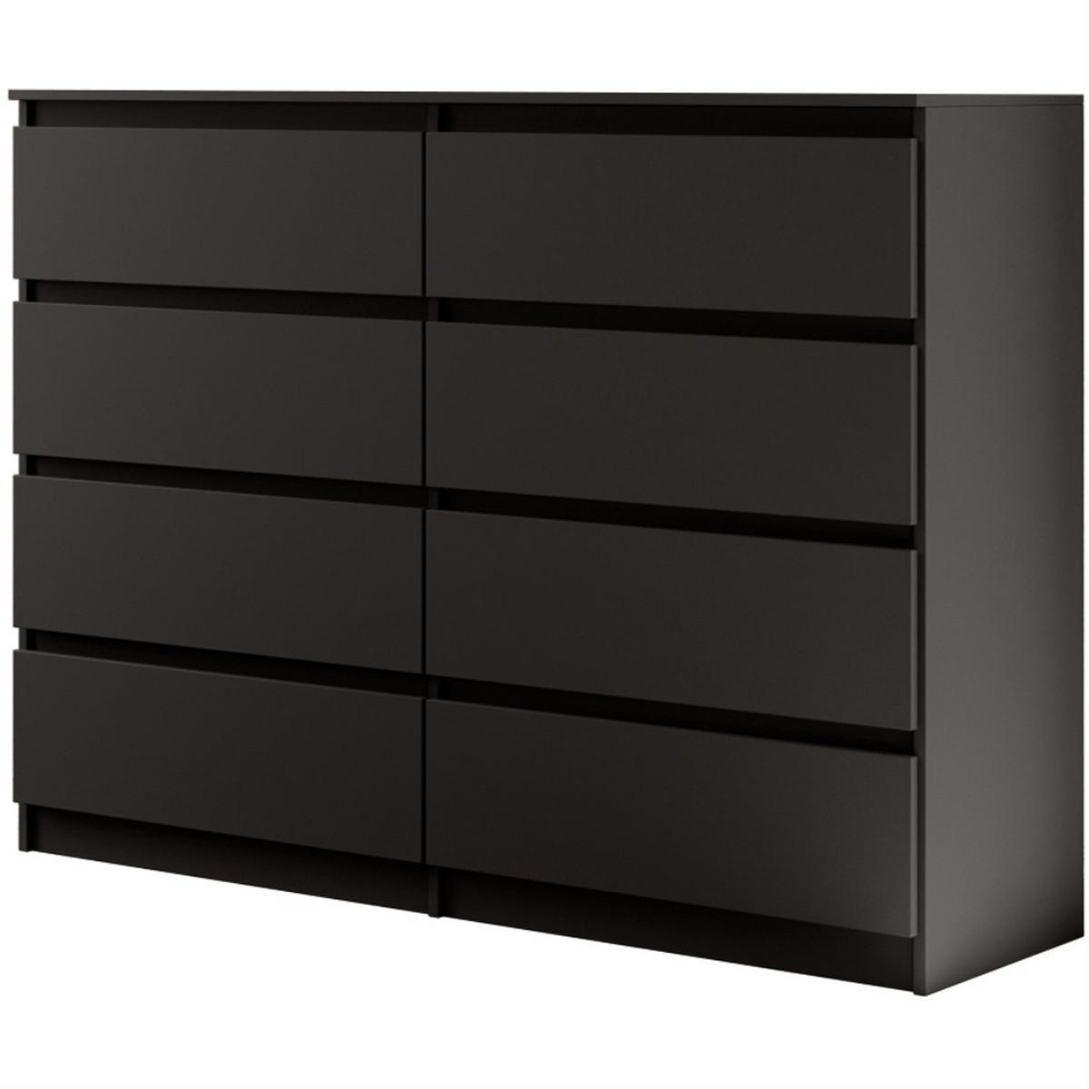 KOMMODE Lemon 140 cm mit acht Schubladen schwarz matt - Schwarz, Holzwerkstoff (140/101.5/39cm) - Beautysofa