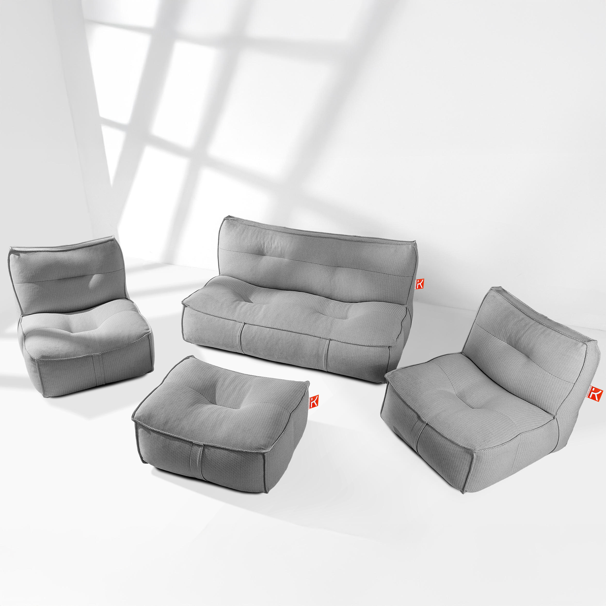 GARTENLOUNGE-SET LOVIA, Möbel-Set, Schwarz/Weiß - Schwarz, Textil - KONSIMO®