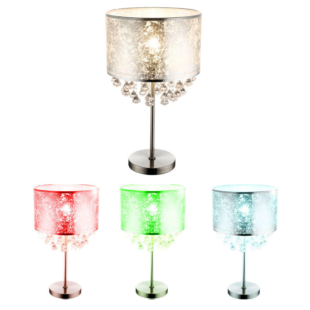 LED TISCHLEUCHTE Amy Silber Metall Textil - Silberfarben, Metall (32/32/56cm) - Globo Lighting