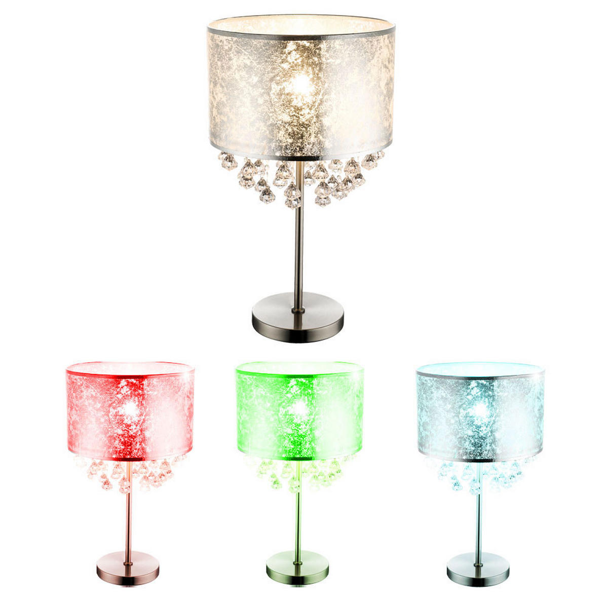 LED TISCHLEUCHTE Amy Silber Metall Textil - Silberfarben, Metall (32/32/56cm) - Globo Lighting