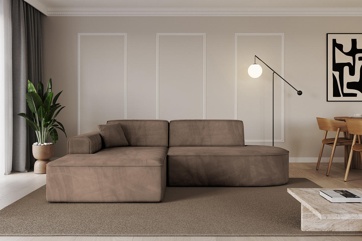 ECKSOFA Ottomane Links IREA-L1-v3 - 232x165x77 cm Braun - Braun, Holzwerkstoff/Textil (232/165cm) - ALTDECOR