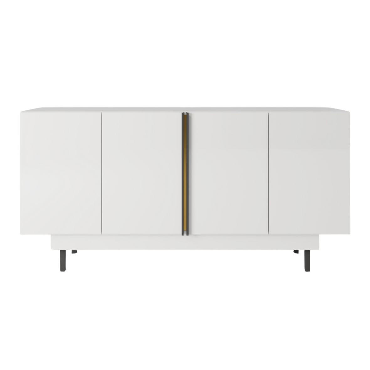 SIDEBOARD Artemisa Weiß, goldener Akzent, Hochglanz - Schwarz Hochglanz/Weiß, Holzwerkstoff/Metall (163/81/42cm) - Dancan