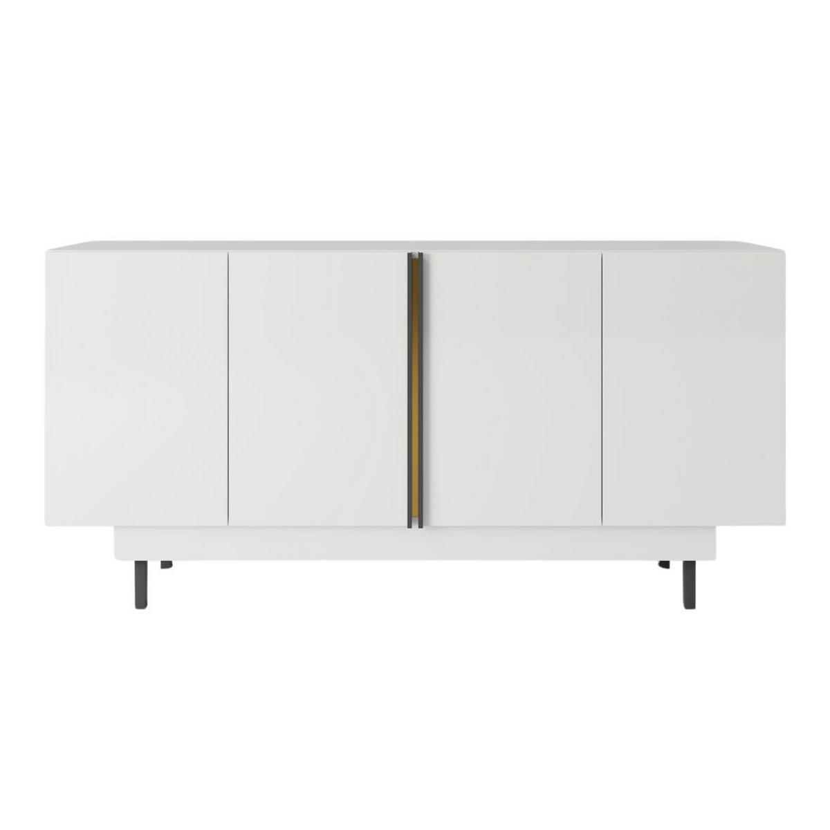 SIDEBOARD Artemisa Weiß, goldener Akzent, Hochglanz - Schwarz Hochglanz/Weiß, Holzwerkstoff/Metall (163/81/42cm) - Dancan