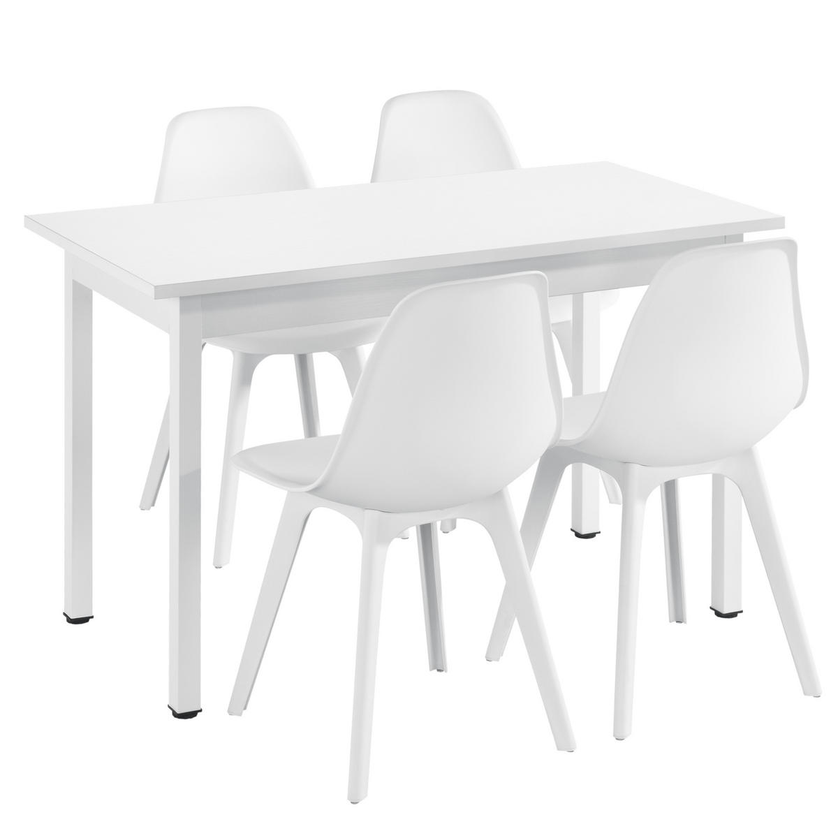ESSGRUPPE 5 TLG. - Weiß, Holzwerkstoff/Kunststoff (120/75/60cm) - [en.casa]