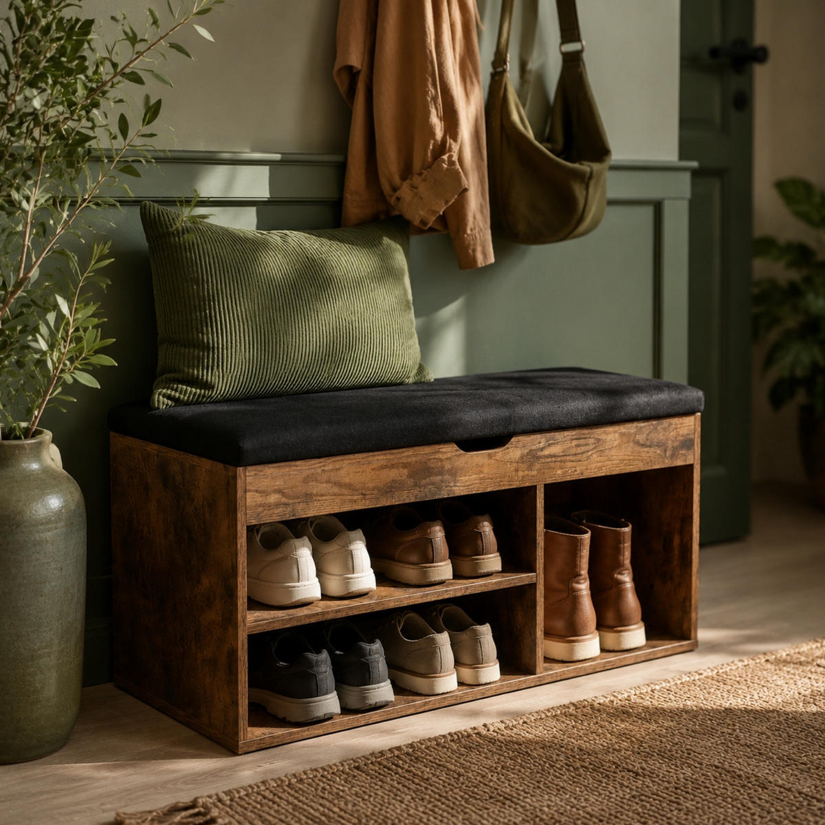 SCHUHSCHRANK mit Sitzfläche Tria 80/30/43 cm - Braun, Holzwerkstoff (30/43/80cm) - BOXIMO