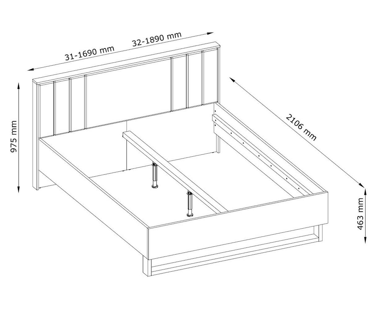 DOPPELBETT Mond anthrazit / Absetzungen gold 189 / 210 / 97cm - Anthrazit/Goldfarben, Holz/Holzwerkstoff (180/200cm) - Feldmann-Wohnen