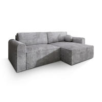 ECKSOFA FIANO P Hellgrau Kordstoff mit Schlaffunktion - Hellgrau, Holz (245/148cm) - MASSENO