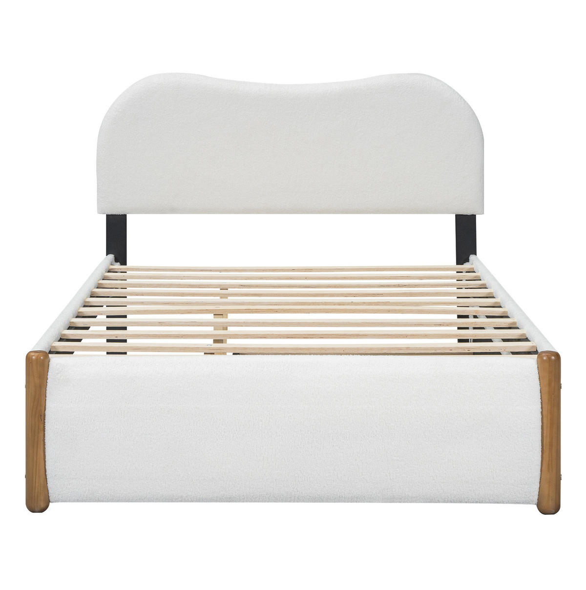 POLSTERBETT 140/200 cm weiß mit ausziehbarem Rollbett - Weiß, Textil (140/200cm) - OKWISH