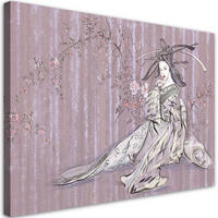 WANDBILD traditioneller japanischer geisha - Lila, Textil (60/40cm) - Feeby