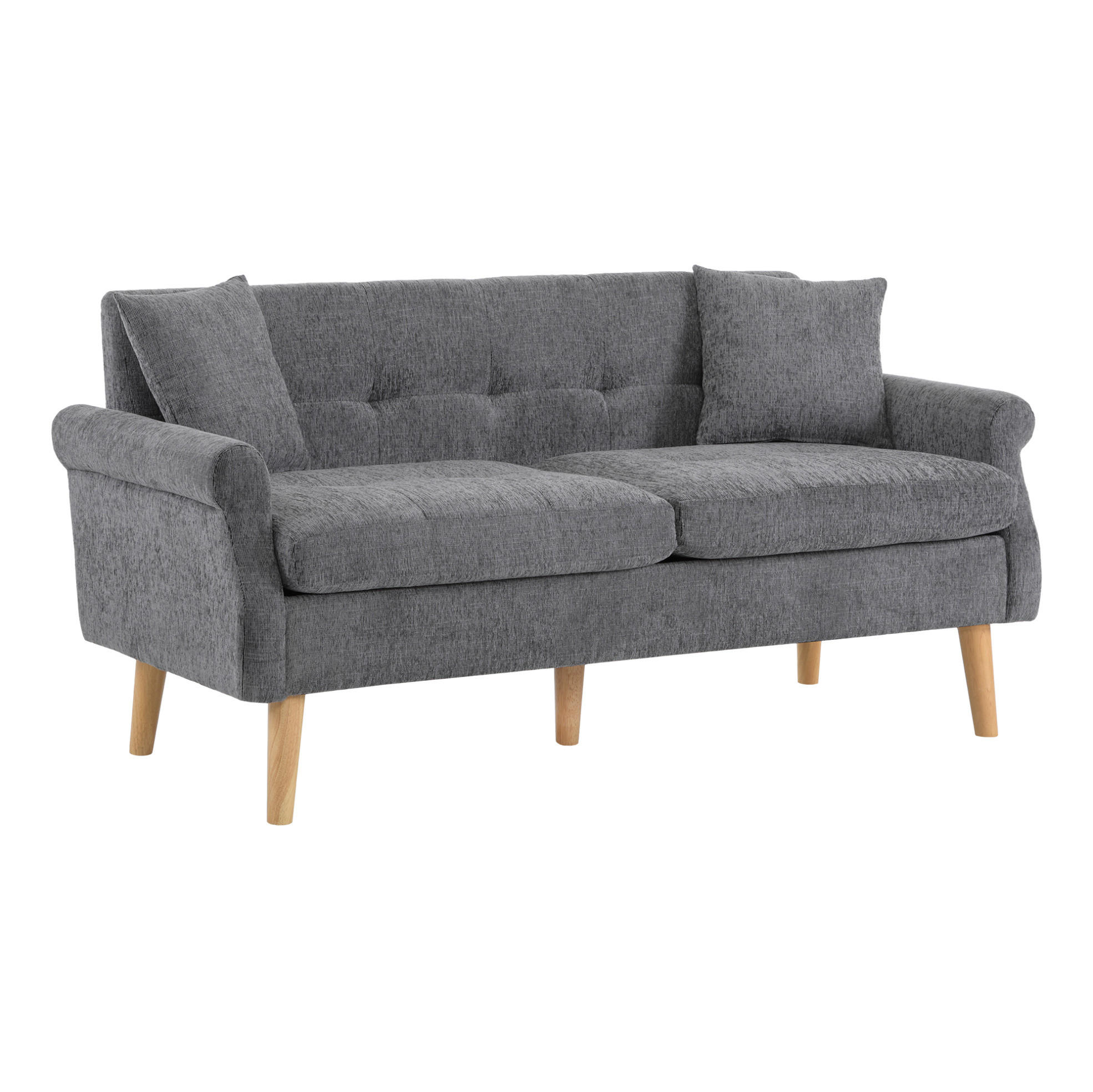 SOFA 2-Sitzer 162 x 74 x 77 cm Chenille Gray - Grau, Kunststoff (162/77/74cm) - Meubliv