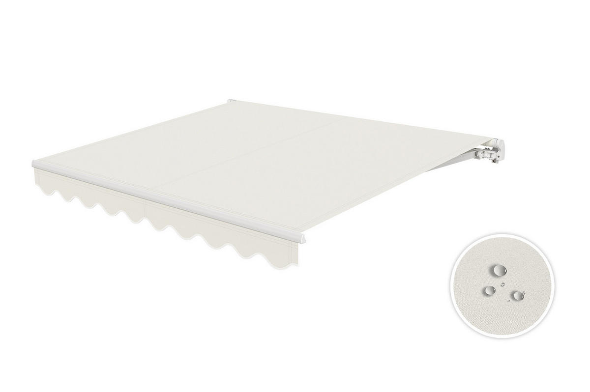 MONOBLOCK-MARKISE VECCHIO Weißes Gestell - leinwand Beige 2,5x2m - Premium-Leinwand 320g/m² - Beige, Metall (304/218/200cm) - Cazeboo