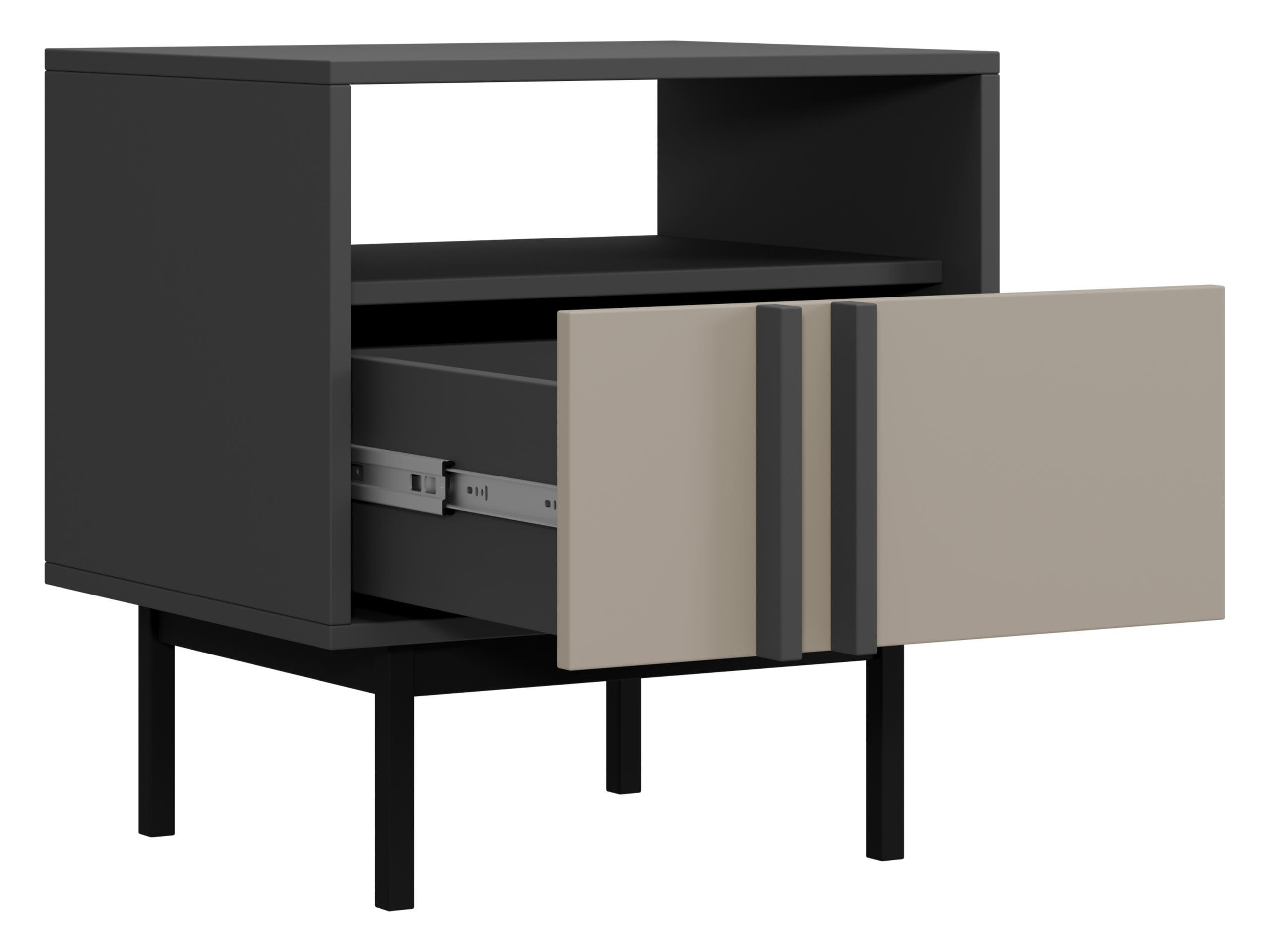 Thumbnail - Mirjan24 Nachttisch, Anthrazit, Eiche, Kunststoff, Rechteckig, 53x53x43 cm, Schlafzimmer, Nachttische