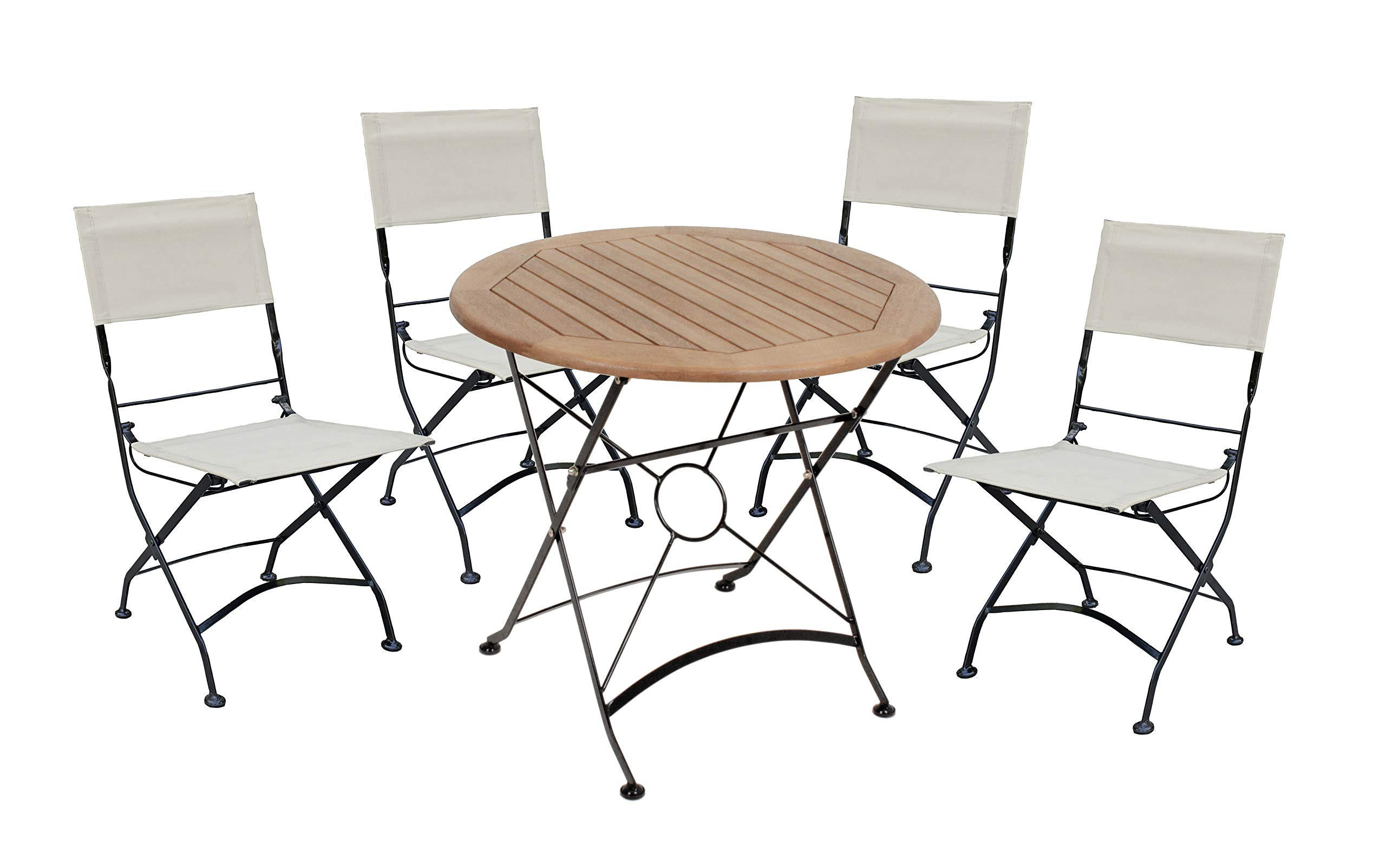 GARTEN-SITZGRUPPE Ebba 5-teilig Rund Gartenmöbel-Set - Schwarz, Holz - DELUKE