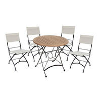 GARTEN-SITZGRUPPE Ebba 5-teilig Rund Gartenmöbel-Set - Schwarz, Holz - DELUKE