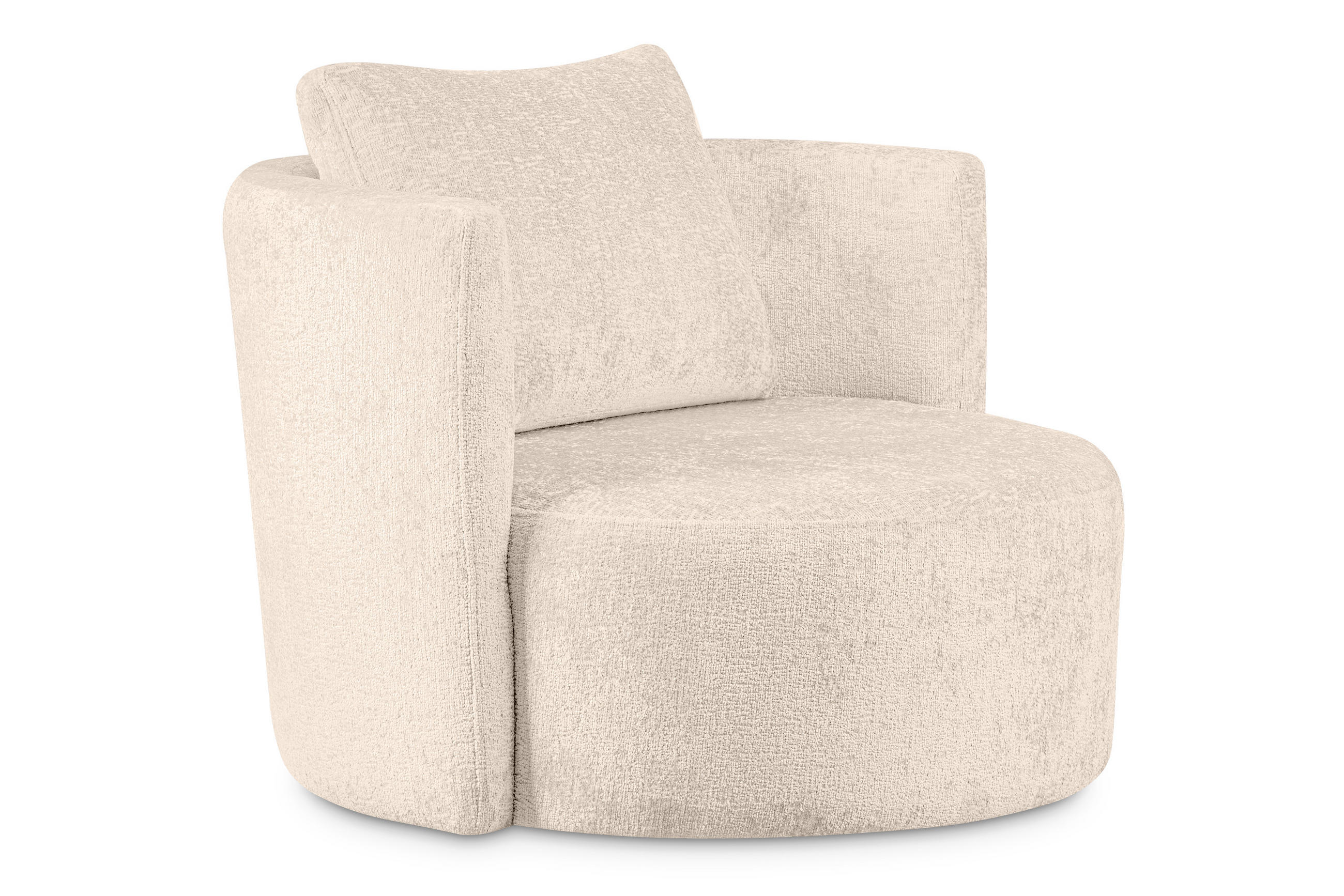 DREHSESSEL RAGGI 360° Drehfunktion mit inklusive dekorativem Kissen, Ecru - Ecru, Textil (92/75/94cm) - KONSIMO®