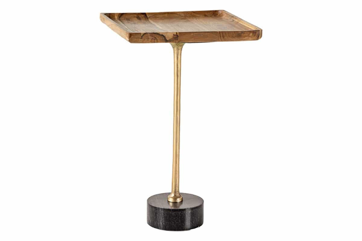 BEISTELLTISCH TRAYFUL Akazie Natur 55cm - Goldfarben/Schwarz, Holz/Stein (35/35/55cm) - riess-ambiente