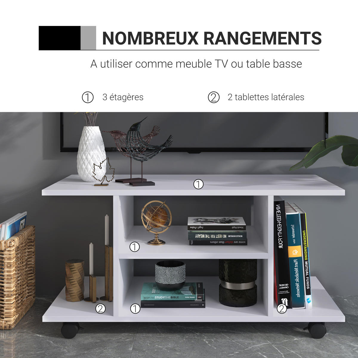 TV-MÖBEL Weiß 1 Stück - Weiß, Holzwerkstoff (80/40/40cm) - GiPP