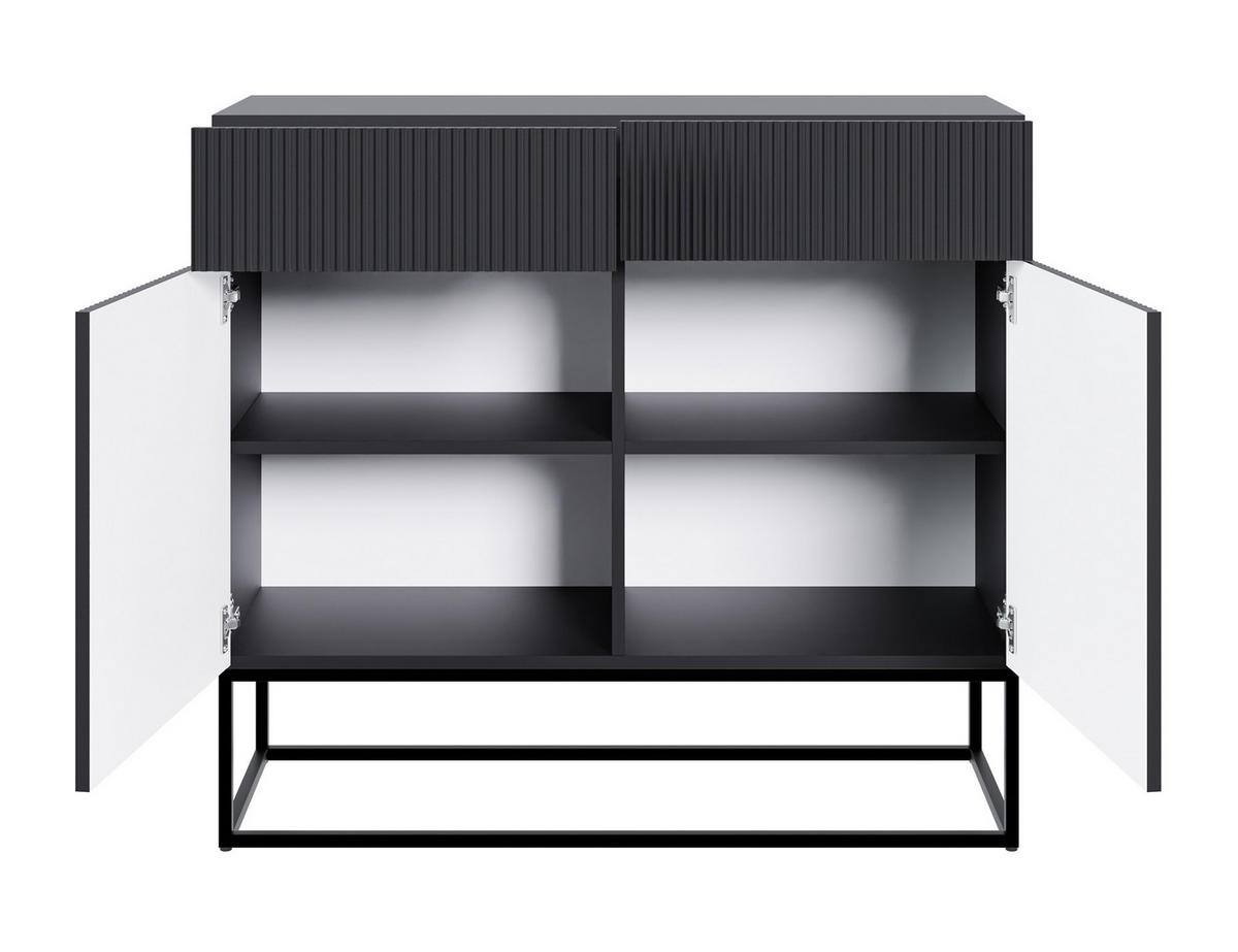 KOMMODE Veldio Schwarz mit schwarzen Beinen 100 cm - Schwarz, Holzwerkstoff/Metall (100/90/38cm) - Selsey