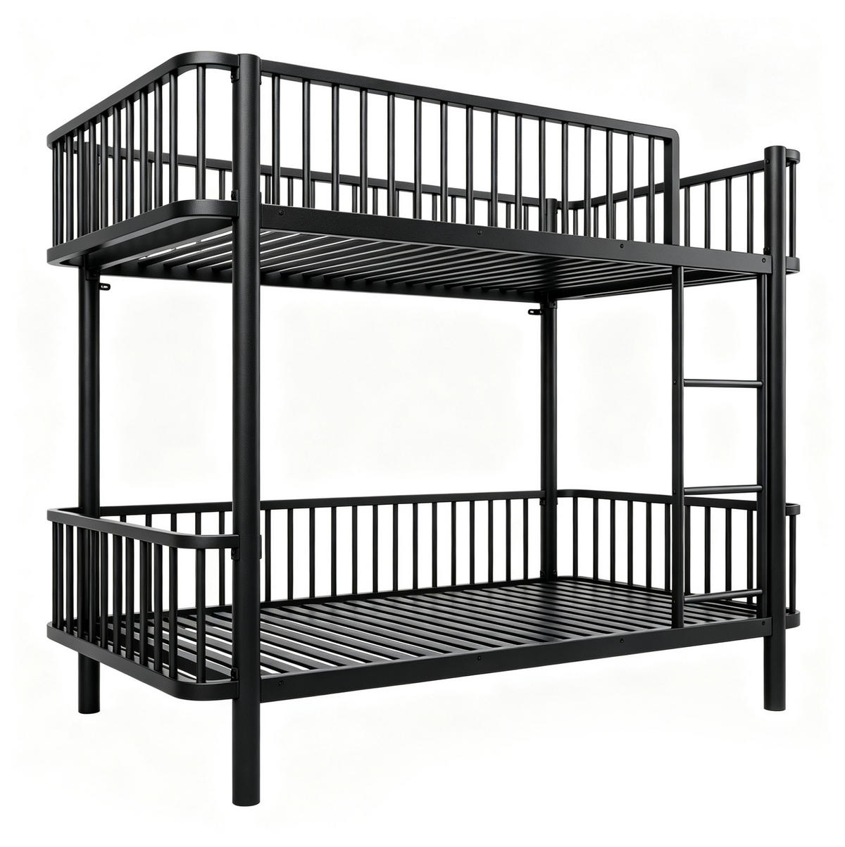 ETAGENBETT aus Metall 90x200 cm Schwarz mit Sicherheitsgeländern - Schwarz, Metall (90/200cm) - Modfu