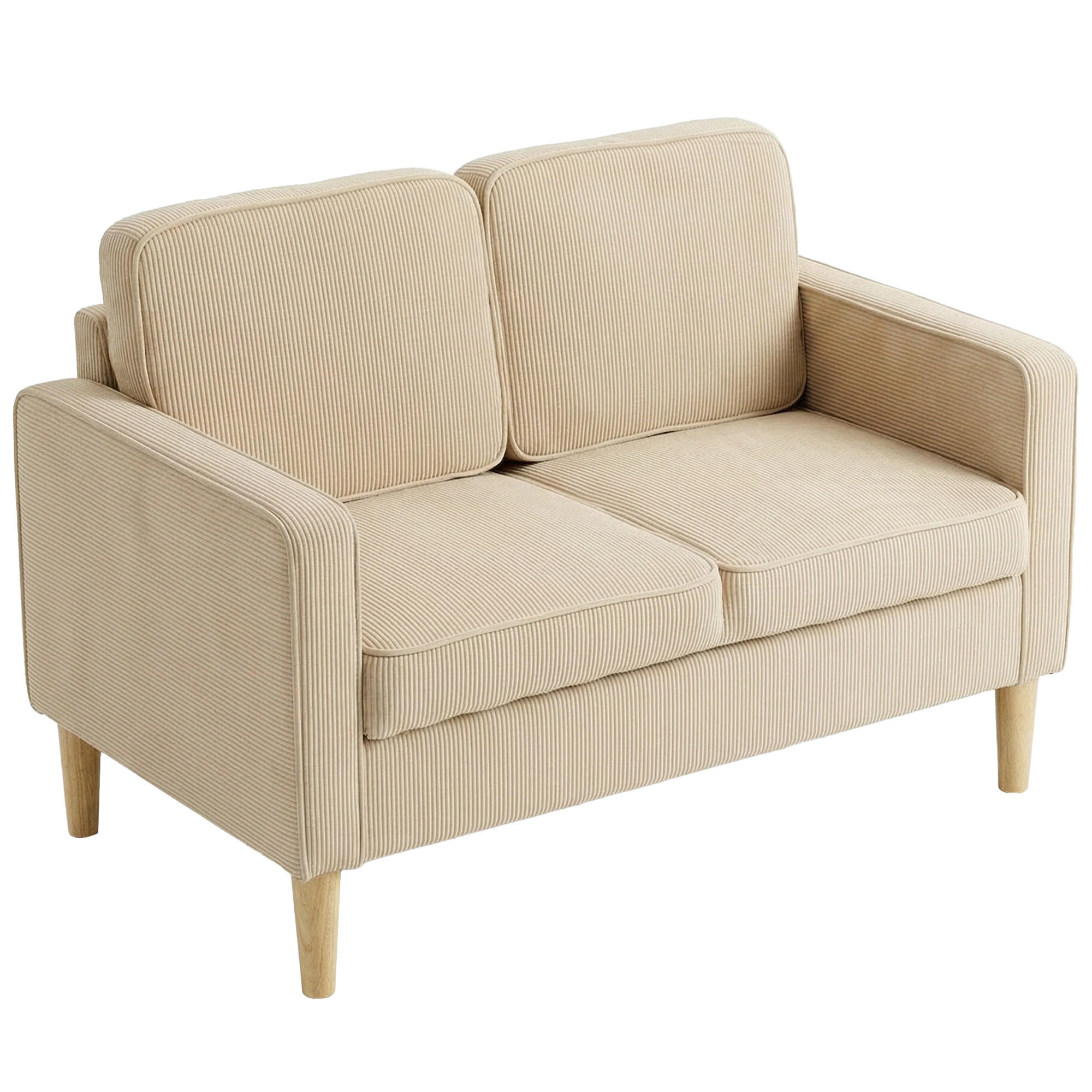SOFA Polyester Beige - Beige/Naturfarben, Holz/Textil (63/79/117cm) - HOMCOM