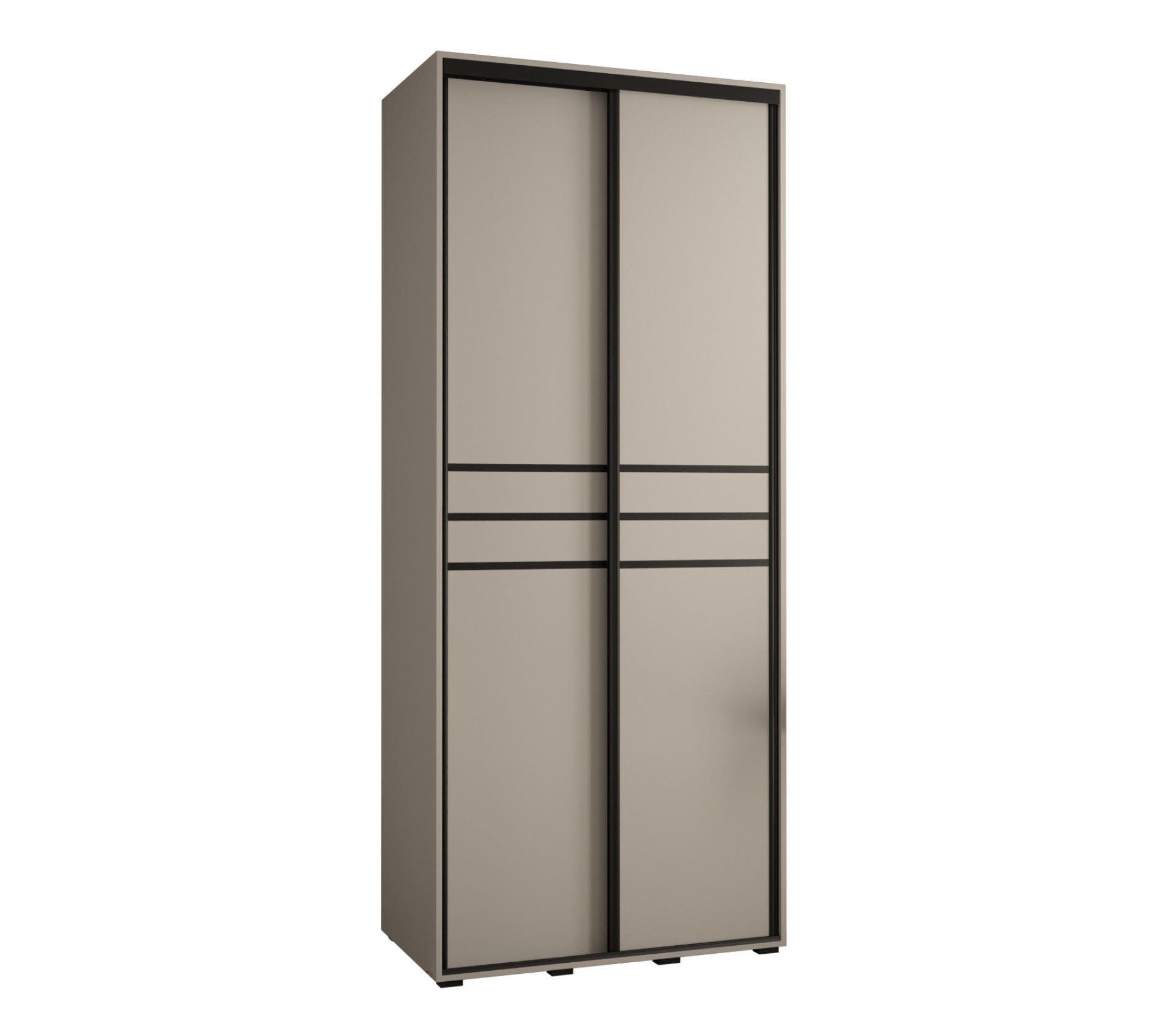 SCHWEBETÜRENSCHRANK 235,2/100/45 2-türig - Kaschmir/Schwarz, Holz/Metall (100/235.2/45cm) - MÖBEL KRYSPOL