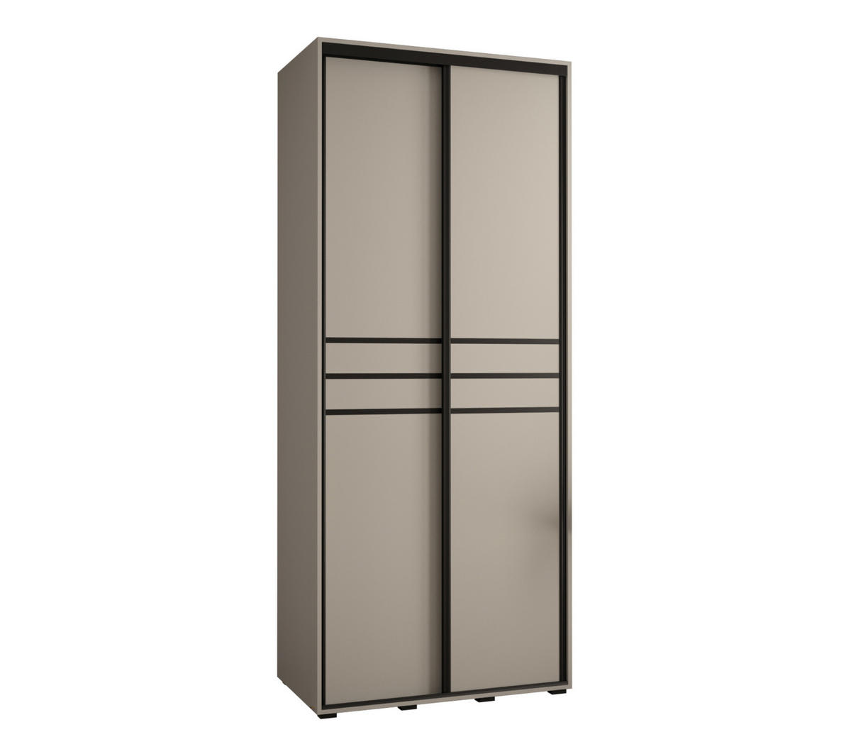 SCHWEBETÜRENSCHRANK 235,2/100/45 2-türig - Kaschmir/Schwarz, Holz/Metall (100/235.2/45cm) - MÖBEL KRYSPOL