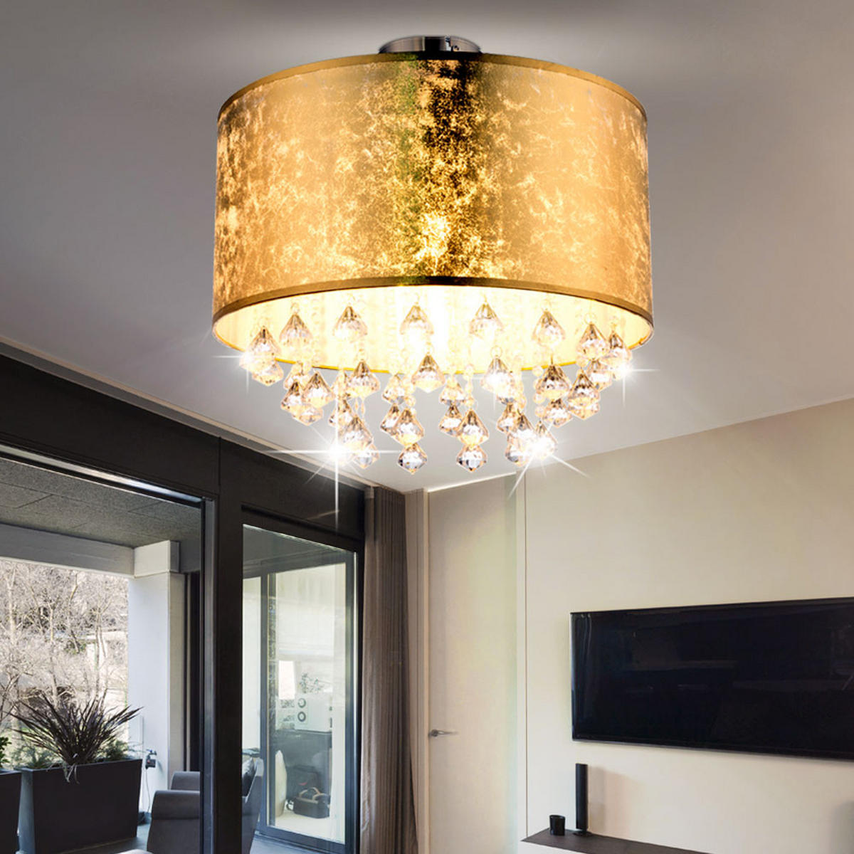 LED DECKENLEUCHTE Metall Gold - Goldfarben, Metall (30/30/31cm) - Globo Lighting