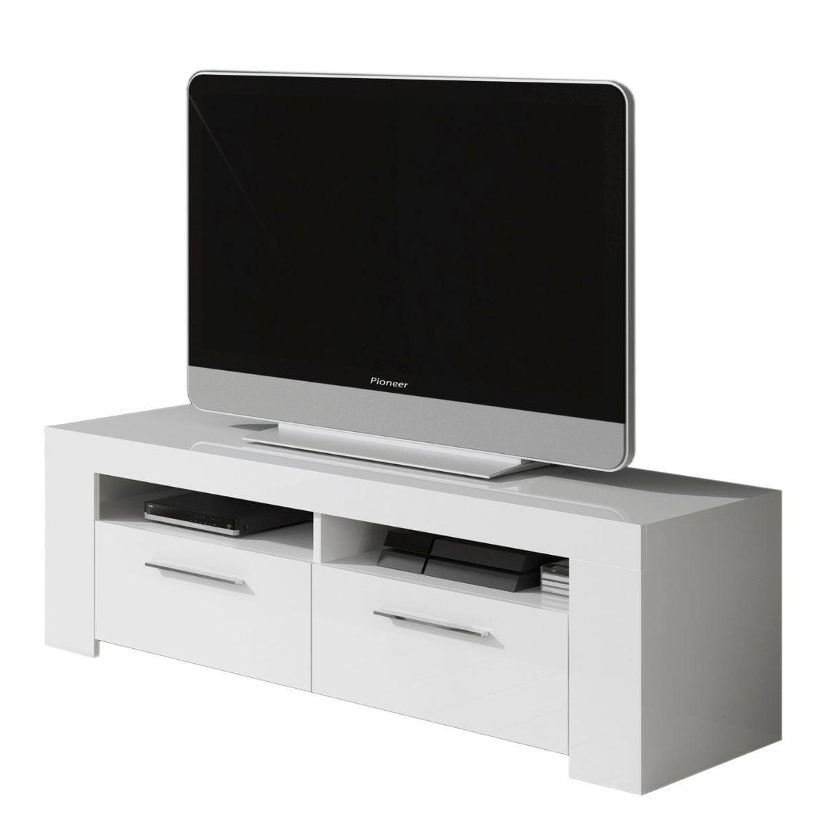 TV-MÖBEL mit 2 Türen und 2 Aufbewahrungsfächern Ambit - L120 cm - Weiß, Holzwerkstoff (40/42/120cm) - Calicosy