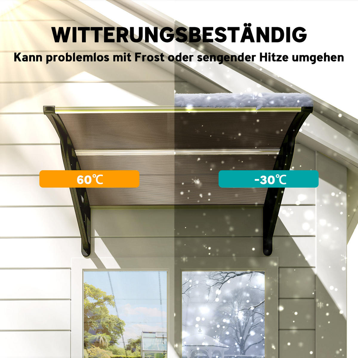 PULTVORDACH Vordach für Haustür 103x96,5x27cm mit UV Schutz für draußen Braun - Braun, Kunststoff (96.5/27/103cm) - Outsunny