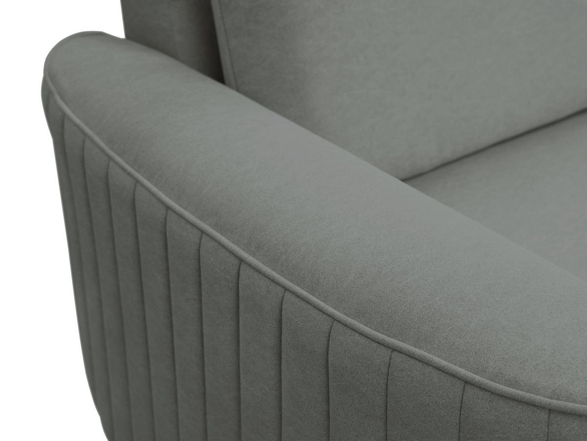 ECKSOFA VELA L-S Grau Velours-Stoff mit Schlaffunktion - Grau, Holz (251/251cm) - MASSENO