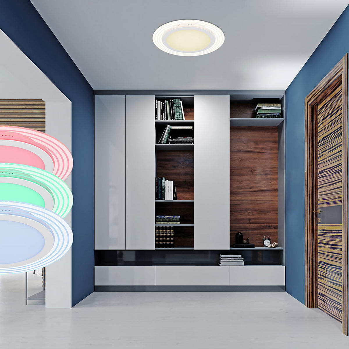 LED DECKENLEUCHTE Metall Weiß D 40 cm - Weiß, Metall (40/40/4.7cm) - Globo Lighting