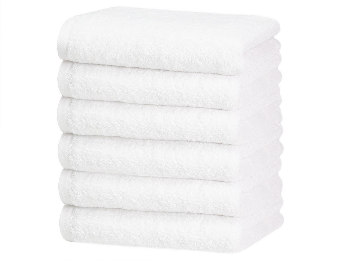 HANDTÜCHER, 6er-Set, 50x70 cm, 100% Baumwolle, Weiß - Weiß, Textil (70/50cm) - Zollner