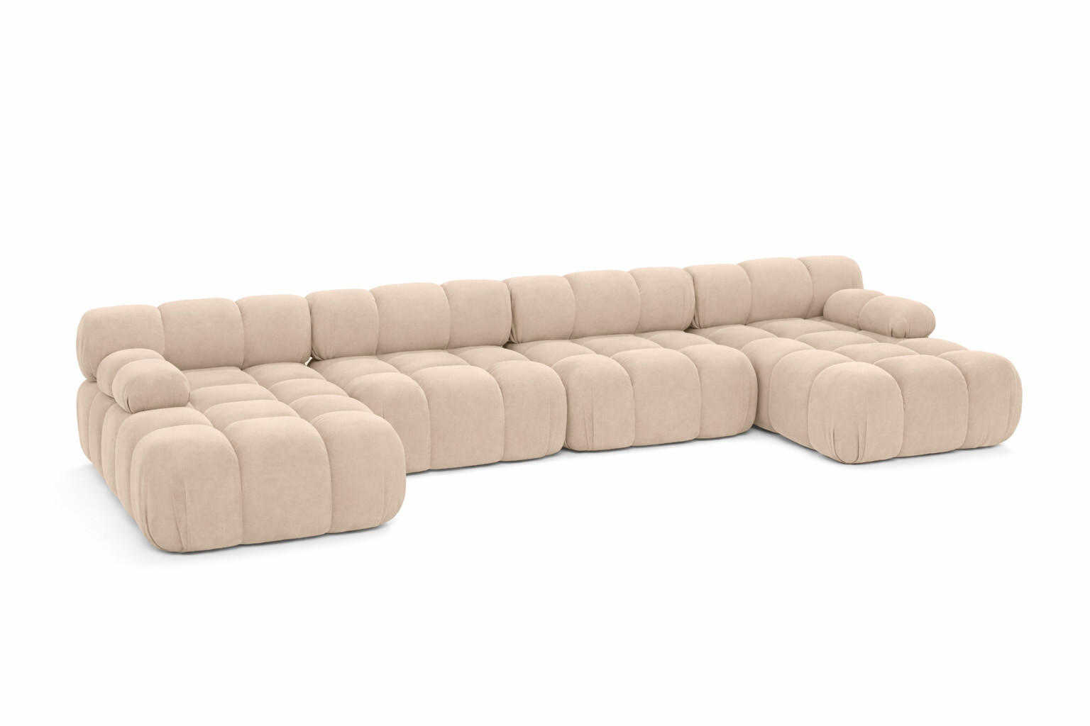 ECKSOFA U-Form XL, Stoff Velours Salvador, Beige, Selia U XL - Beige, Holz (380/70/160cm) - Kaiser Möbel