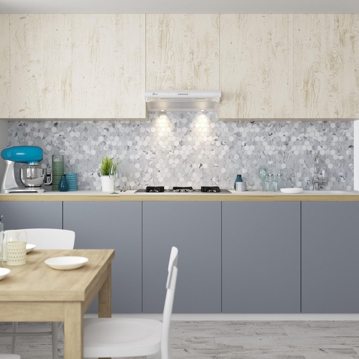 DUNSTABZUGSHAUBE GCH F 590 60 WH 60 cm Weiß - Weiß, Metall (60/13.4/46.7cm) - Gurari