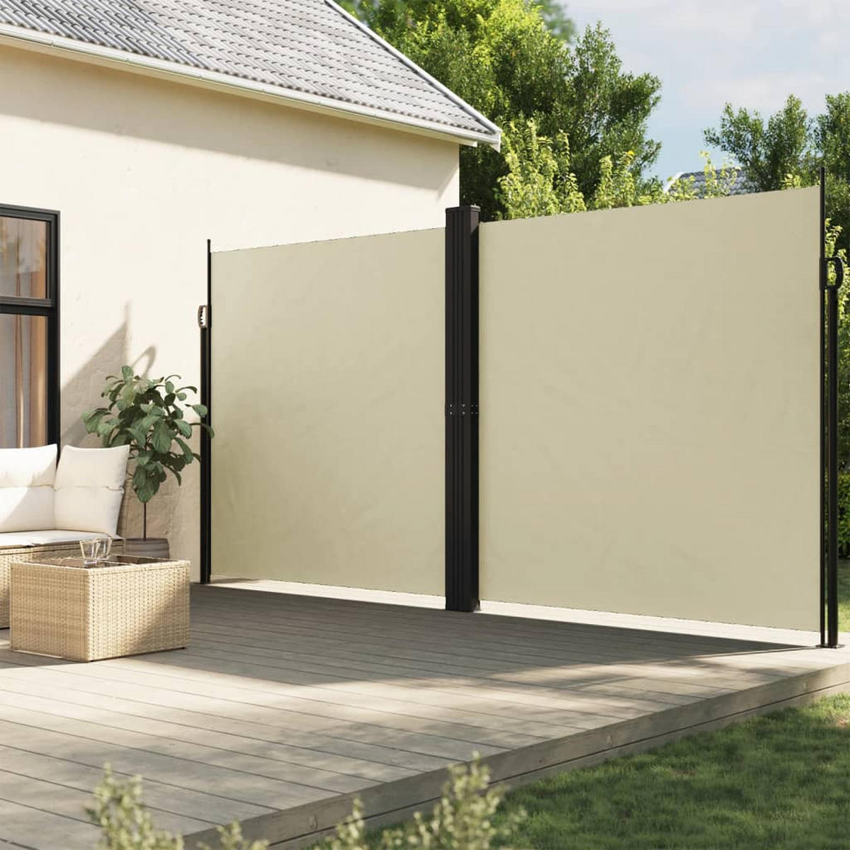 SEITENMARKISE Ausziehbar Creme 200x1200 cm - Creme, Textil (1200/200/1200cm) - furnicato