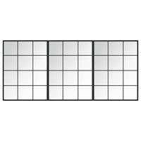 WANDSPIEGEL 3 Stk. Schwarz 80x60 cm Metall - Schwarz, Metall (180/80/180cm) - furnicato